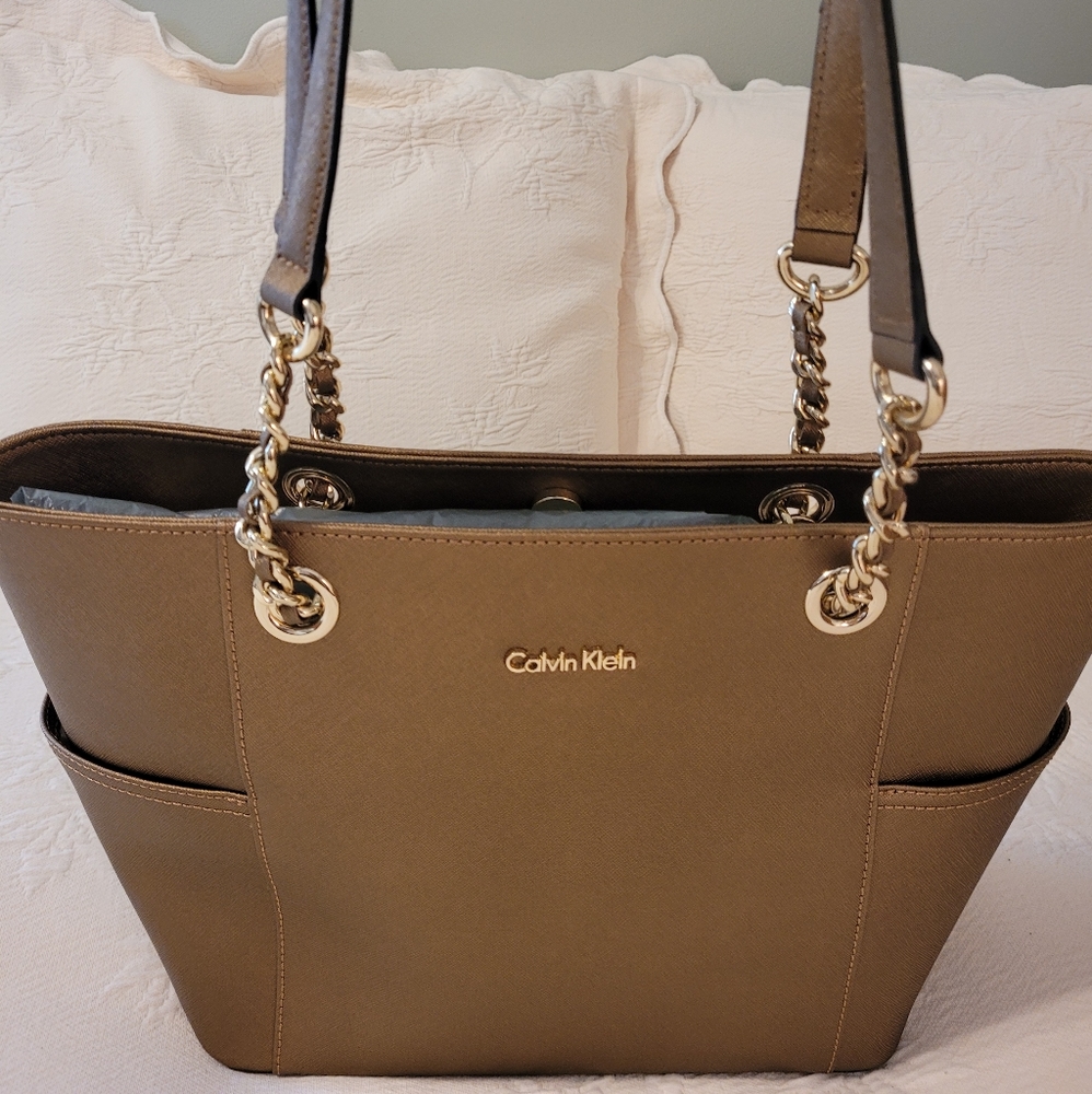 Calvin Klein Saffiano Leather Tote Bag
